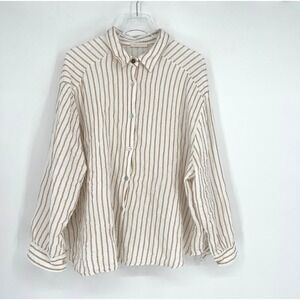 Milo Milano Top Womens L Striped Boxy Relaxed Heritage Boho Lightweight Travel